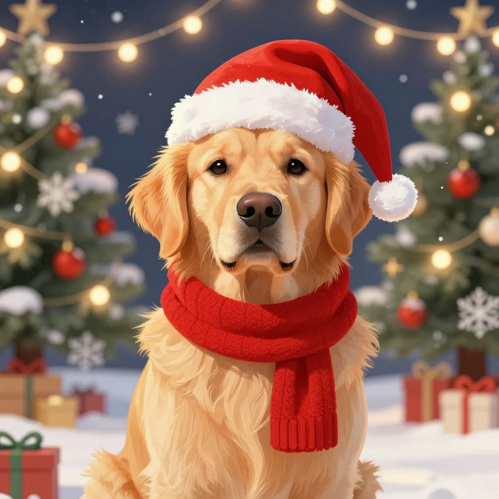 Holiday Card pet portrait example by PawTraits