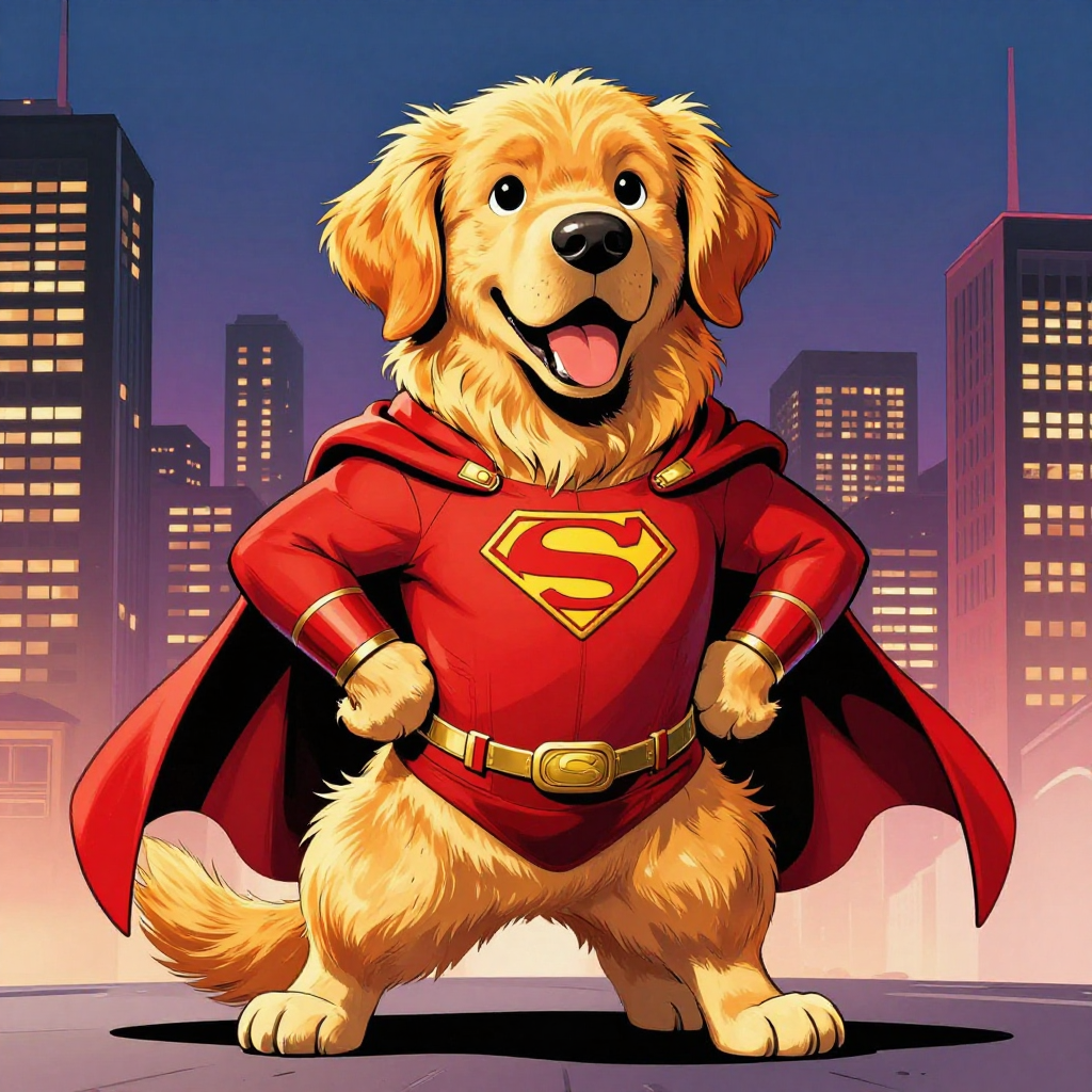 Superhero pet portrait example by PawTraits
